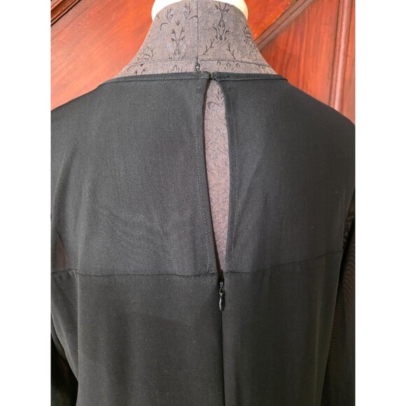 Jones Studio Black Ruched Knee-Length Dress Size 14 Rhinestone Details - Picture 5 of 9